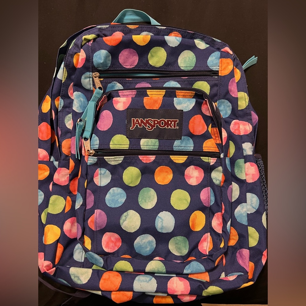 JanSport polka dot book bag